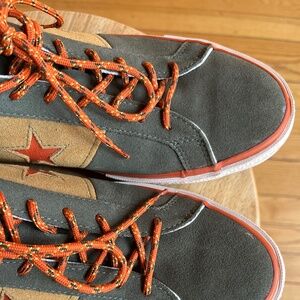 Converse suede one-star sneakers olive green orange tan men's 10.5  + superfeet